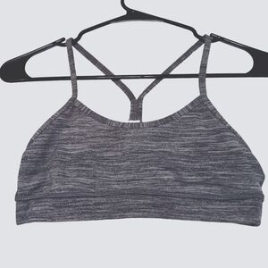 LULULEMON Bra Size 4 Flow Y IV Magnum Space Dye Yoga Racerback Gray Sports